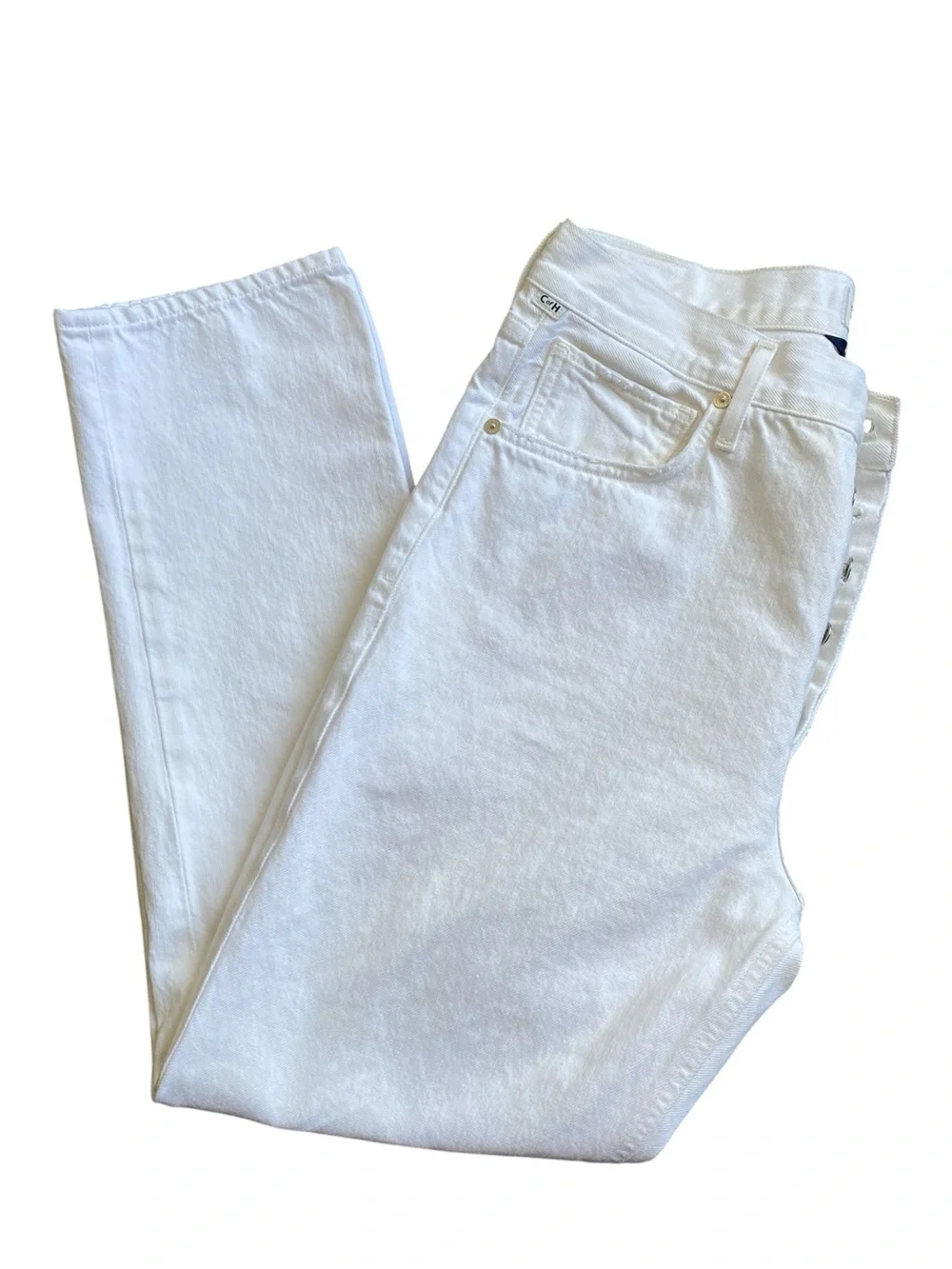 Citizens Of Humanity White Straight-Leg Jeans Size 29 Button Fly